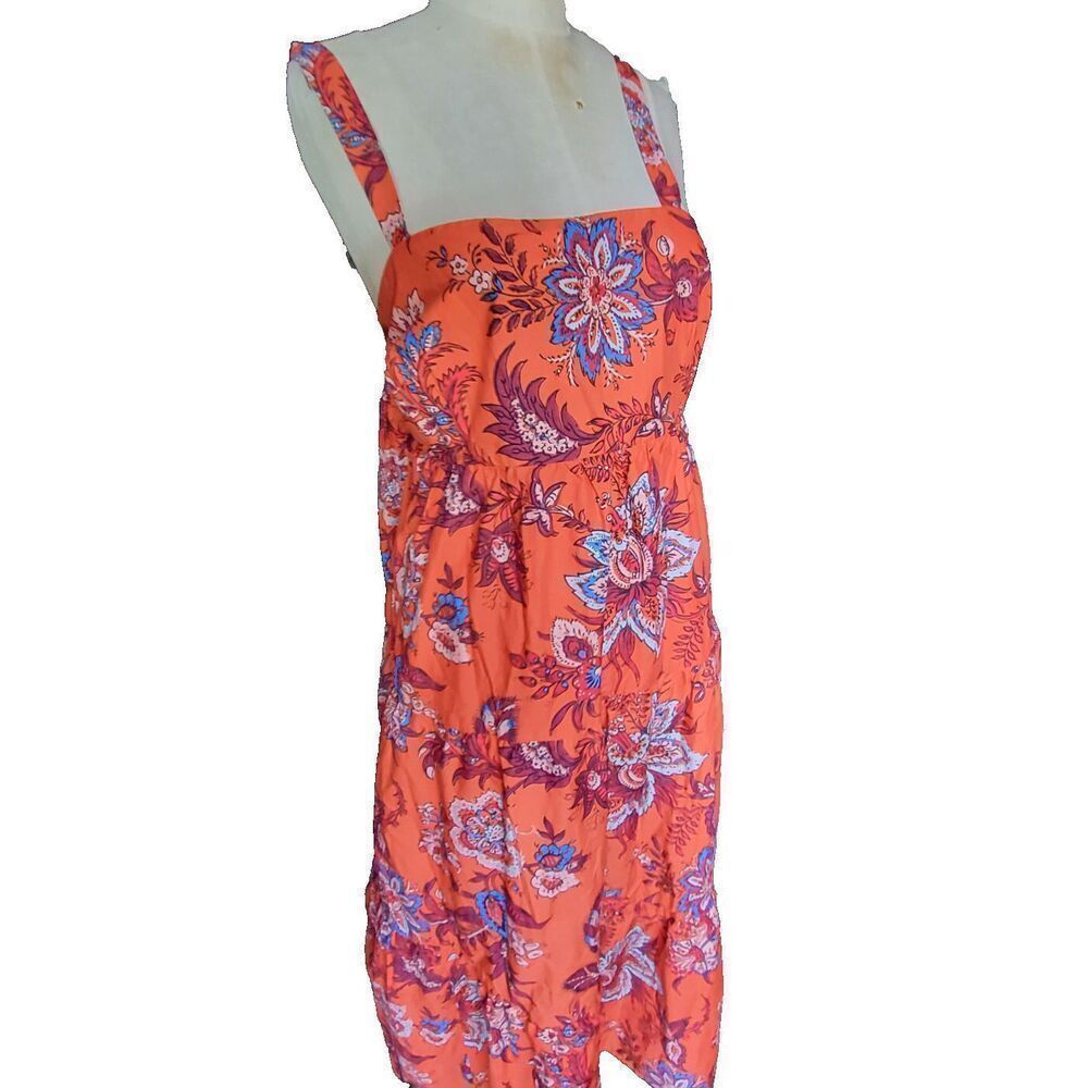 Rhode Orange Cotton Floral Dress Sz XL Cotton